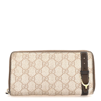 Gucci GG Supreme Monogram Calfskin Nice Zip Around Wallet New Mystic White Beige Brown 1 of 7