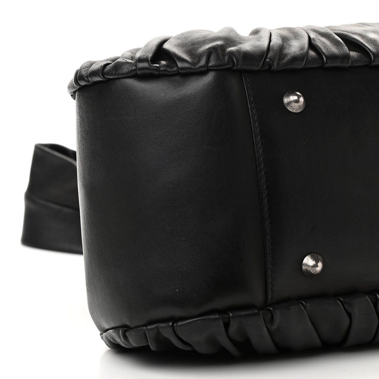 Lambskin Plisse Pleated Frame Satchel Black