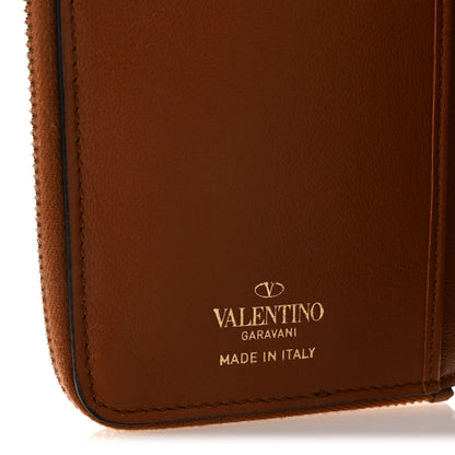 Valentino Garavani Grained Calfskin Vlogo Zip Around Wallet Saddle Brown 6 of 7
