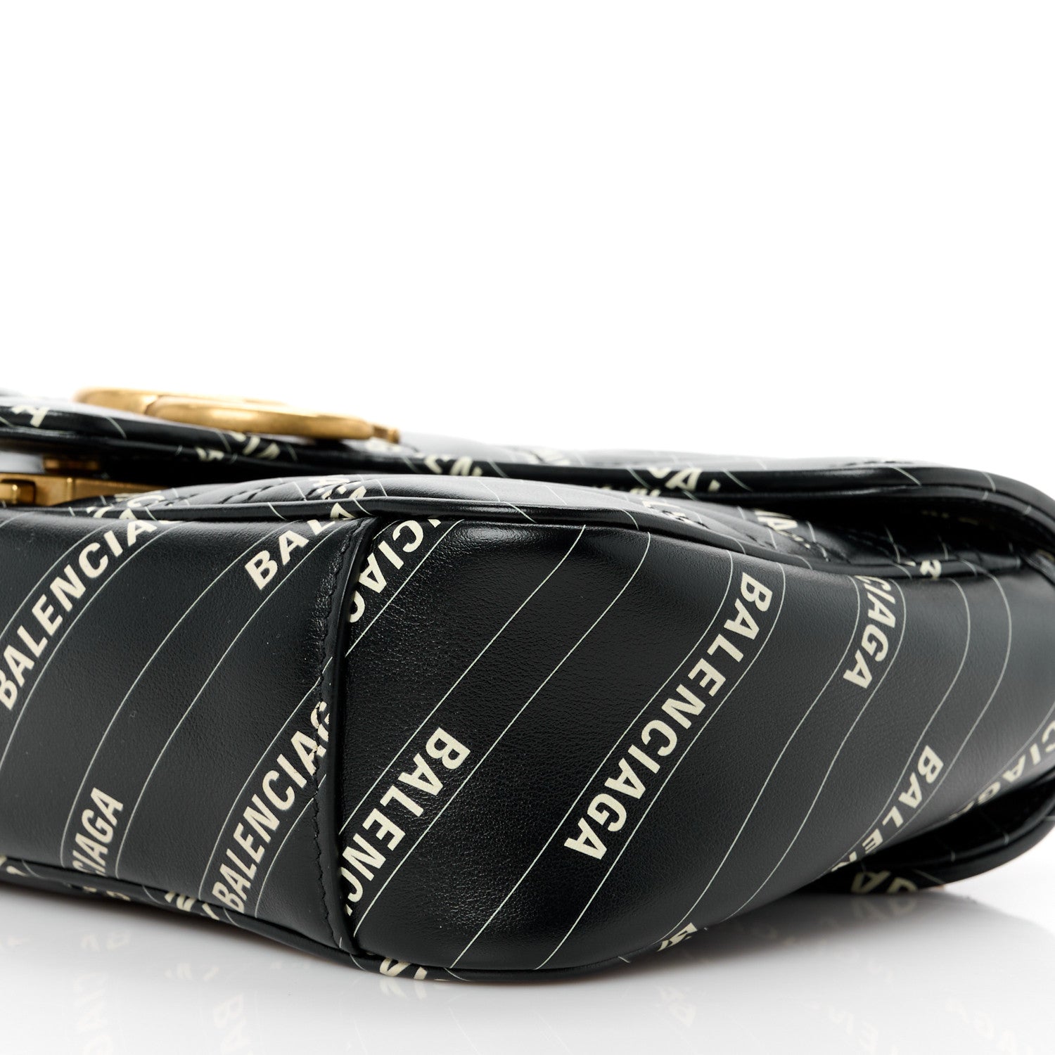 Gucci X BALENCIAGA Calfskin Matelasse Logo Print Small GG Marmont Shoulder Bag Black 11 of 13