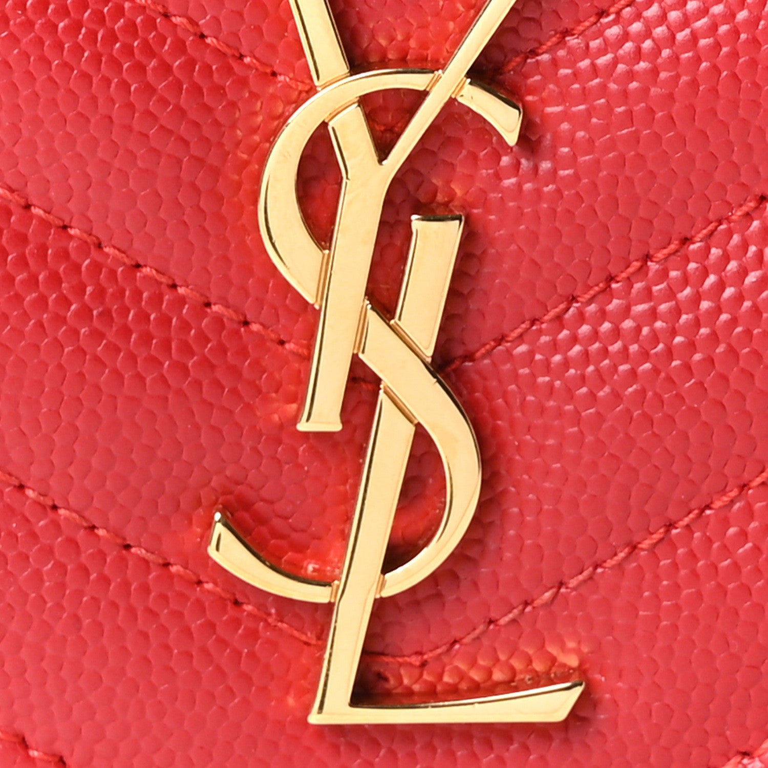 Saint Laurent Grain De Poudre Matelasse Chevron Monogram Envelope Chain Wallet  New Red 9 of 12