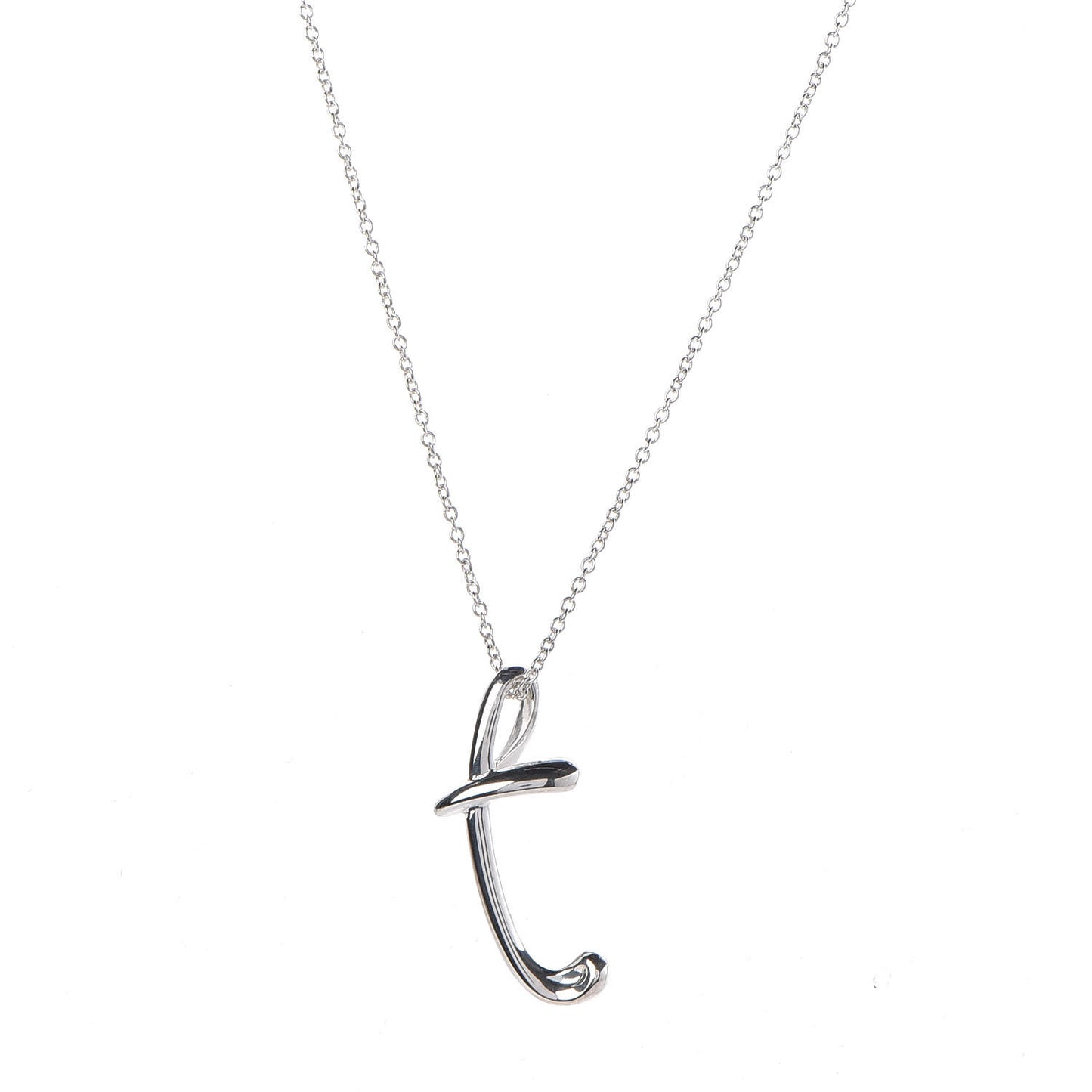 Sterling Silver Elsa Peretti Letter "T" Pendant Necklace
