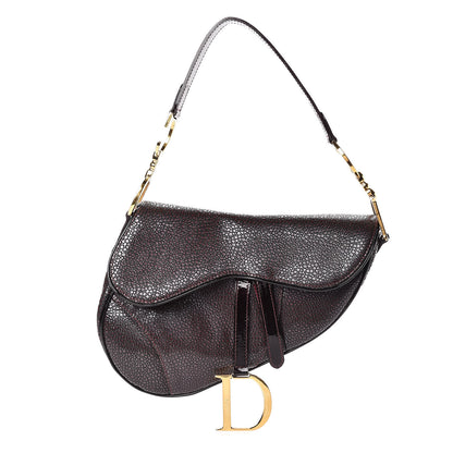 Christian Dior Calfskin Stingray Embossed Saddle Bag Red 1 of 13