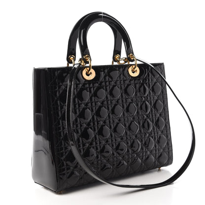 Christian Dior Patent Cannage Large Lady Dior Black 3 of 10