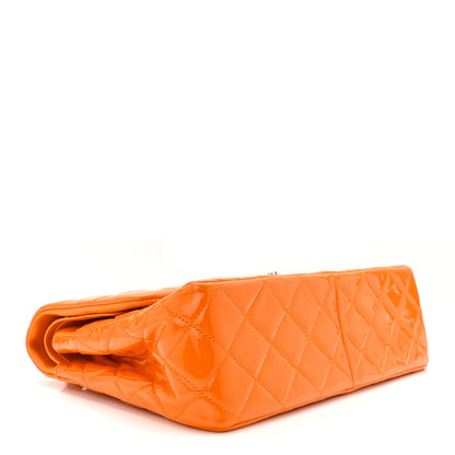 Chanel Patent Quilted Jumbo Double Flap Orange 4 of 11