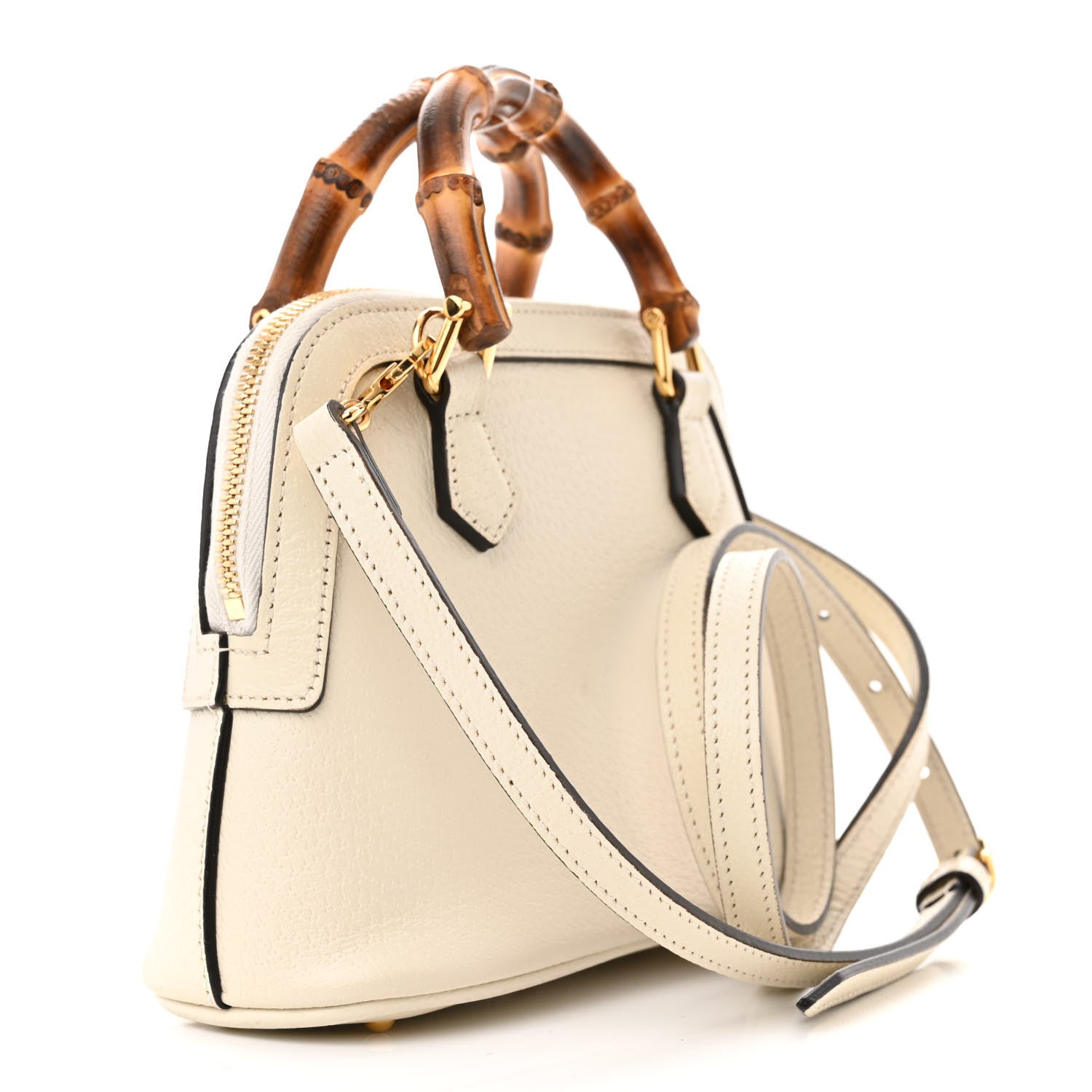Gucci Textured Dollar Calfskin Mini Diana Dome Tote Bag White 3 of 11