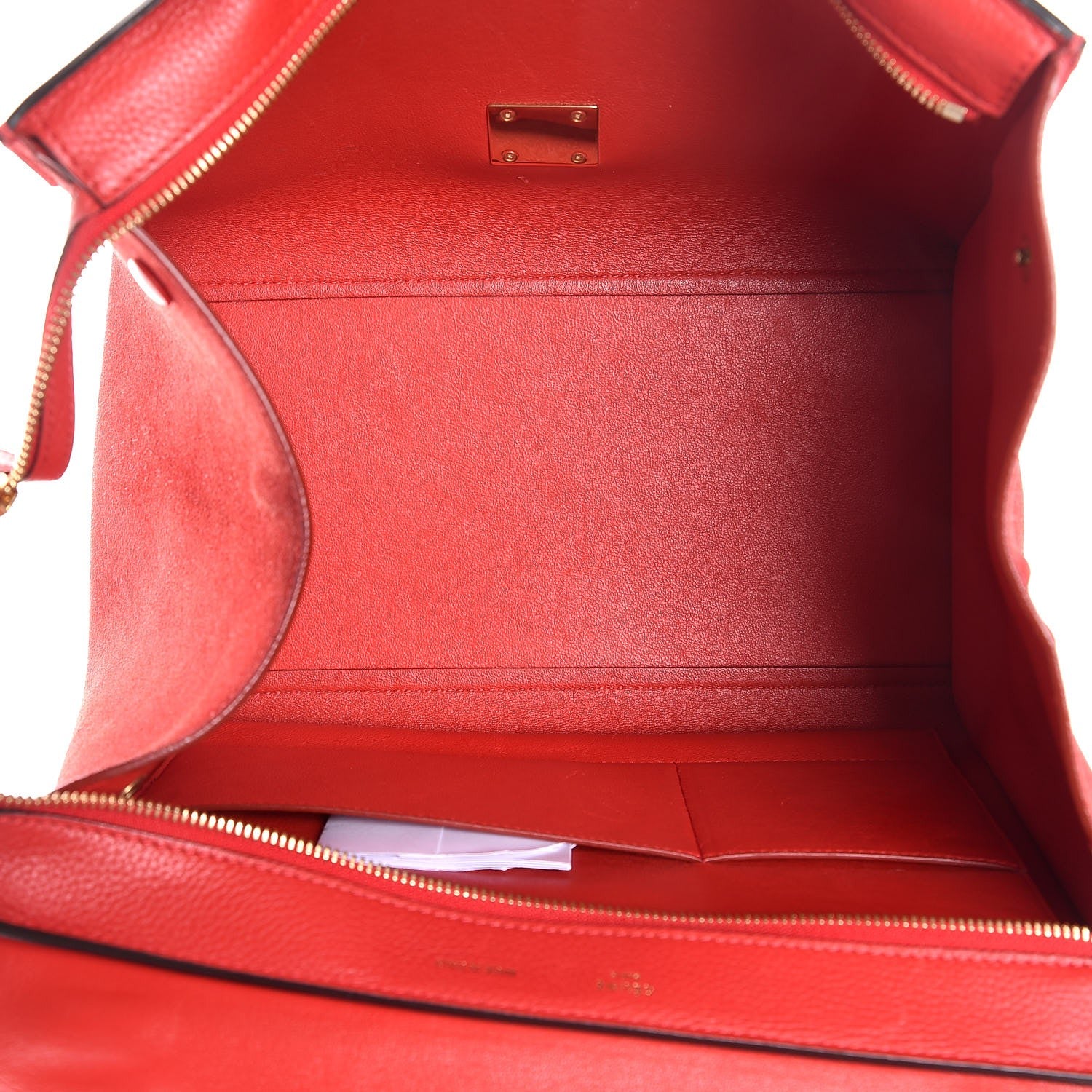 Celine Drummed Calfskin Suede Medium Trapeze Coquelicot 6 of 7