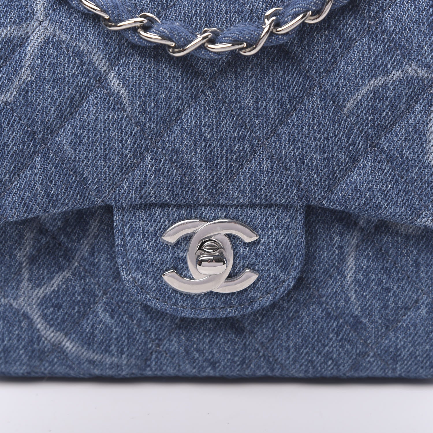 Chanel Denim CC Quilted Mini Square Flap Blue 10 of 11