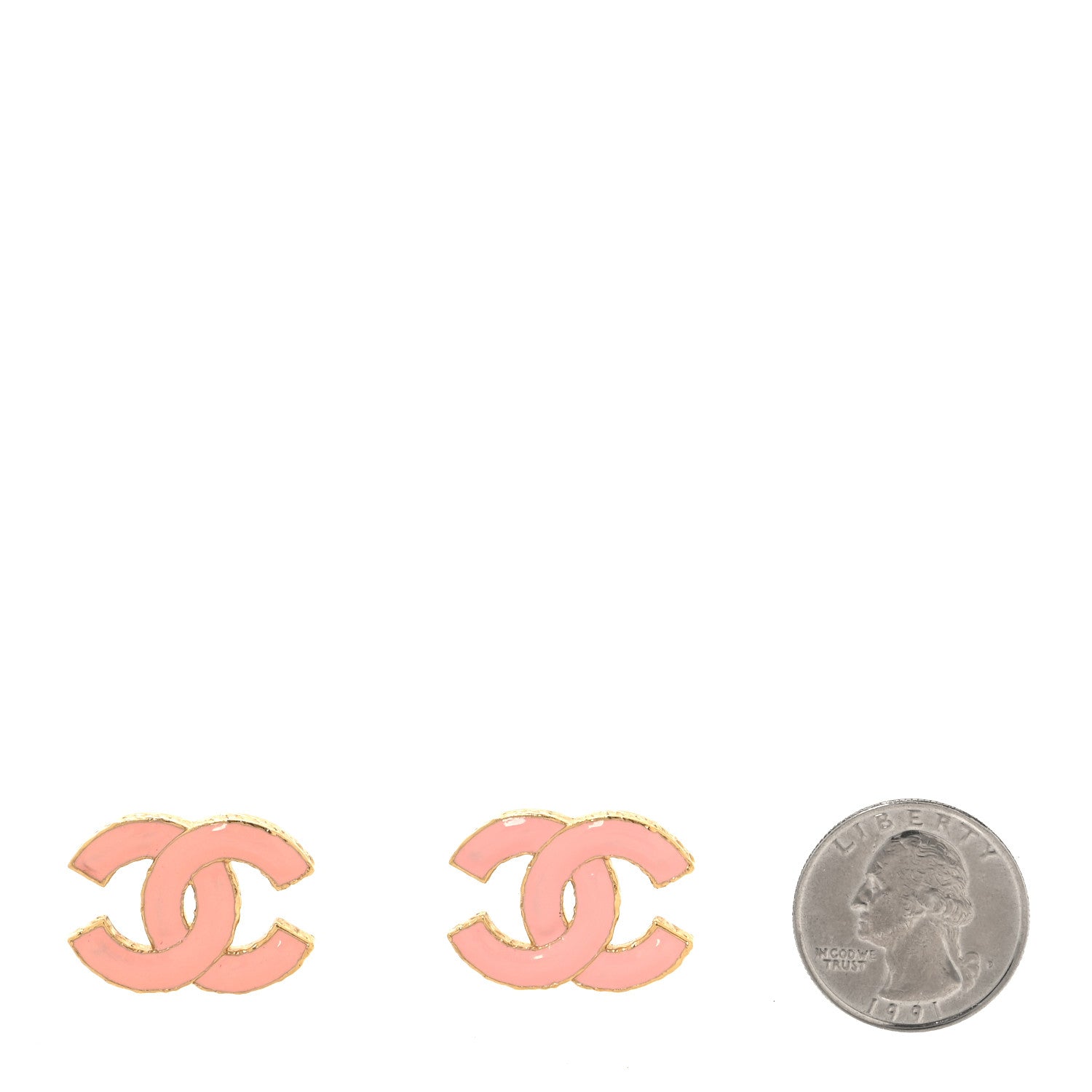 Chanel Metal Enamel CC Earrings Pink Gold 2 of 5