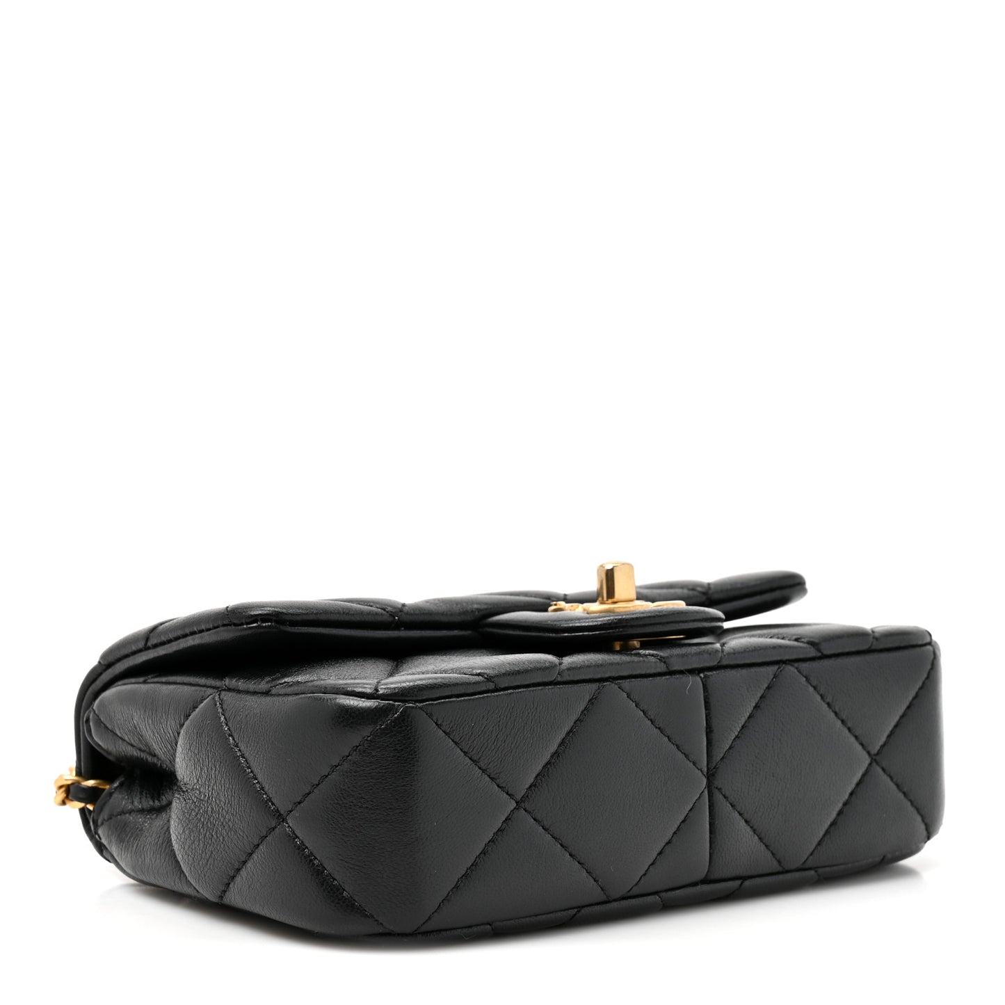 Lambskin Quilted Pearl Small Flap Black Black