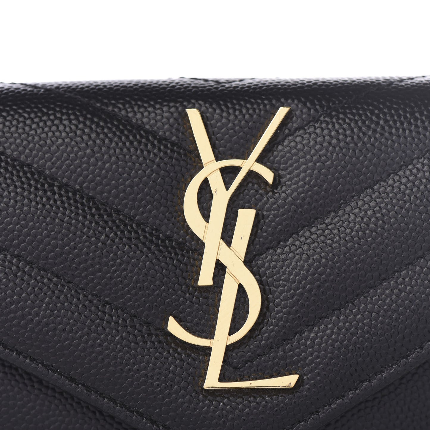 Grain De Poudre Matelasse Chevron Small Monogram Envelope Wallet Black