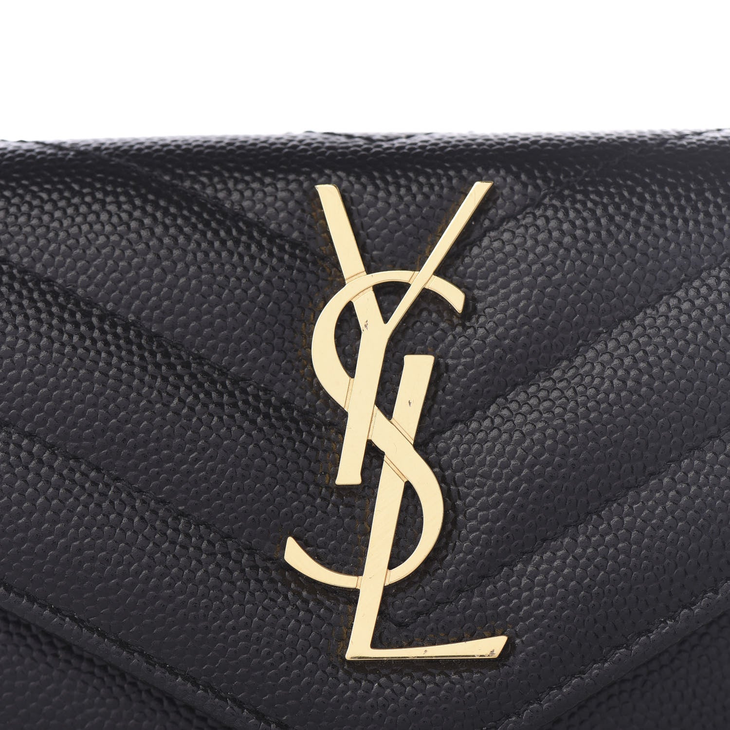Saint Laurent Grain De Poudre Matelasse Chevron Small Monogram Envelope Wallet Black 7 of 7