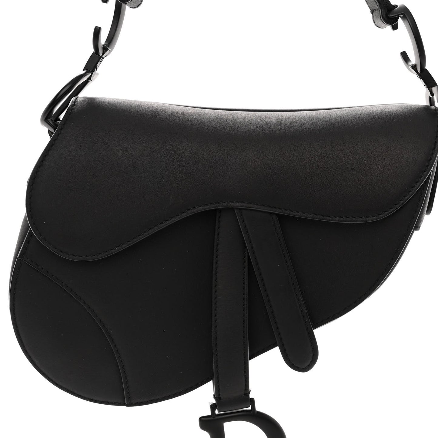 Ultra Matte Calfskin Mini Saddle Bag Black