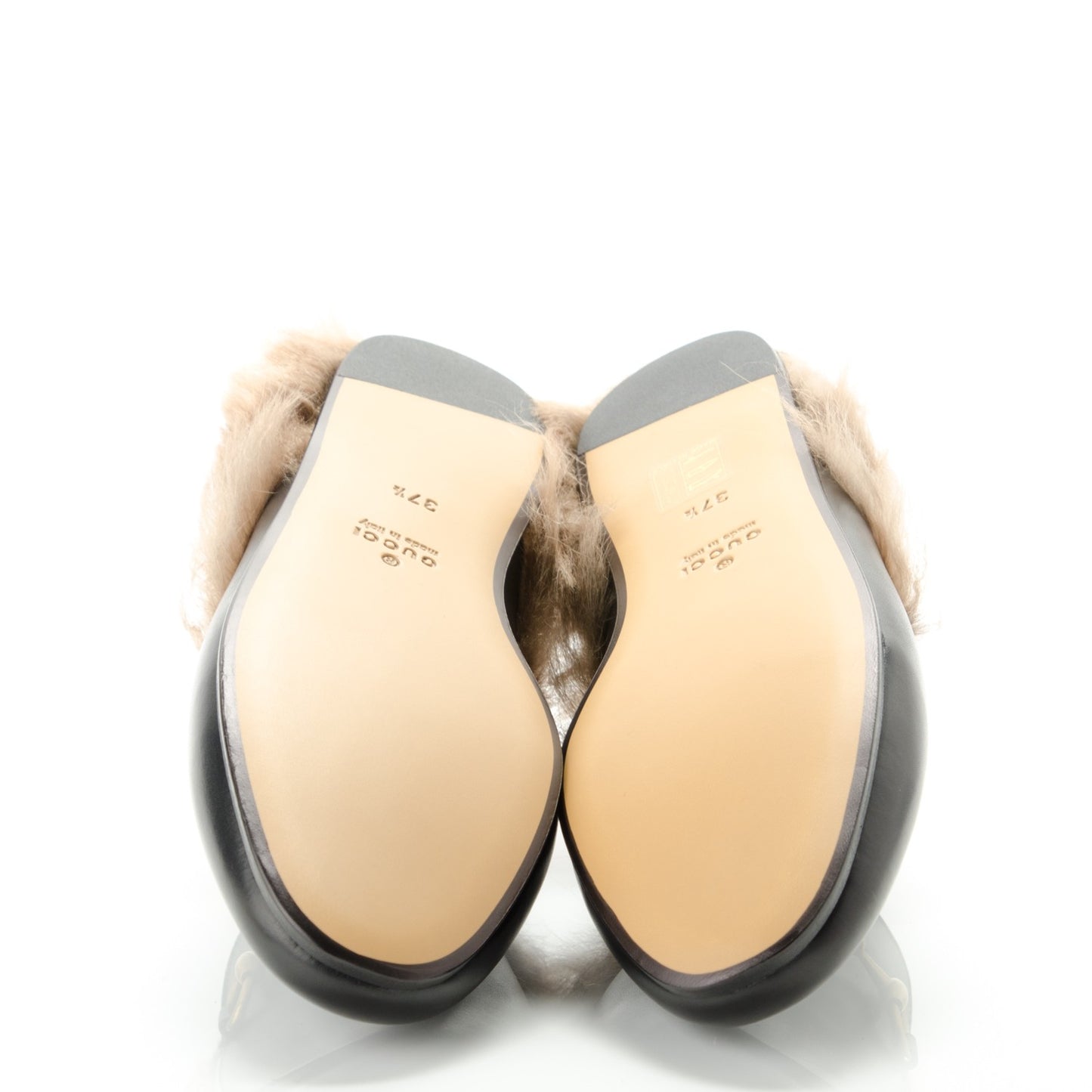 Calfskin Fur Womens Princetown Slippers 37.5 Black