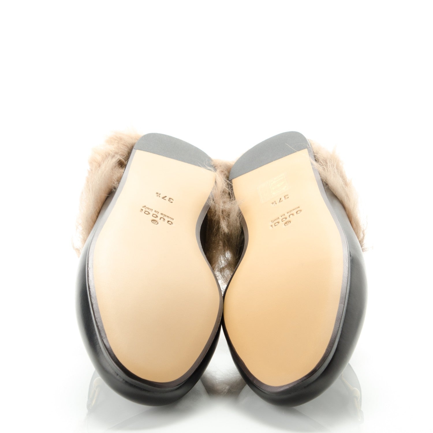 Gucci Calfskin Fur Womens Princetown Slippers 37.5 Black 5 of 7