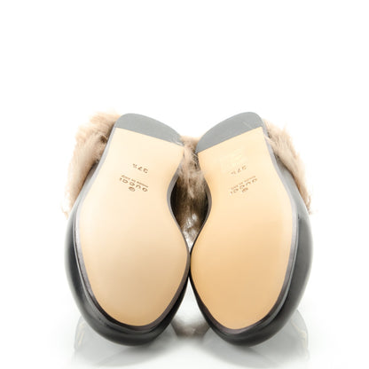 Gucci Calfskin Fur Womens Princetown Slippers 37.5 Black 5 of 7
