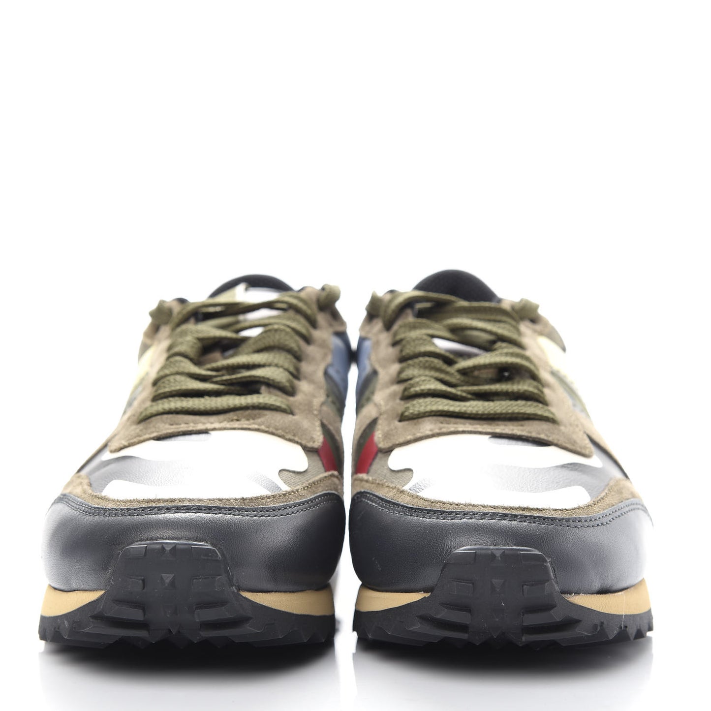 Nappa Suede Camouflage Womens Rockrunner Sneakers 38.5 Green Multicolor