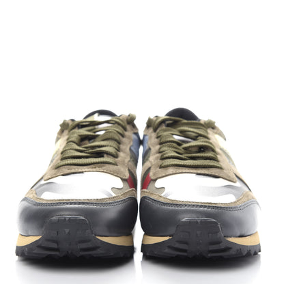 Valentino Garavani Nappa Suede Camouflage Womens Rockrunner Sneakers 38.5 Green Multicolor 2 of 10
