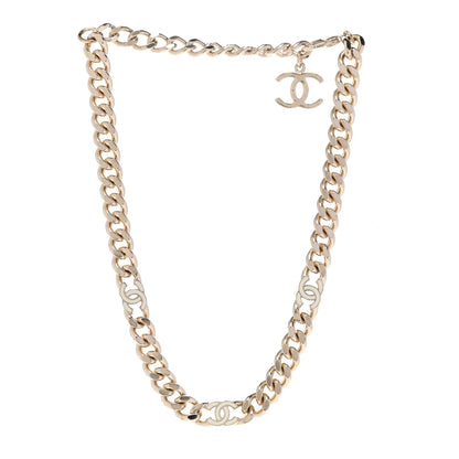 Chanel Metal Enamel Chain CC Choker Gold White 3 of 6