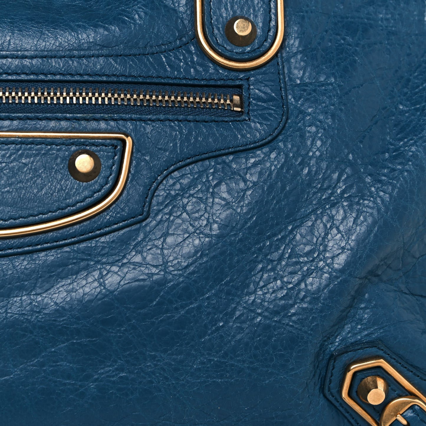 Agneau Arena Gold Hardware Metallic Edge City Bleu Abysse