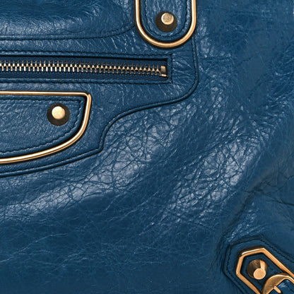 Balenciaga Agneau Arena Gold Hardware Metallic Edge City Bleu Abysse 8 of 13