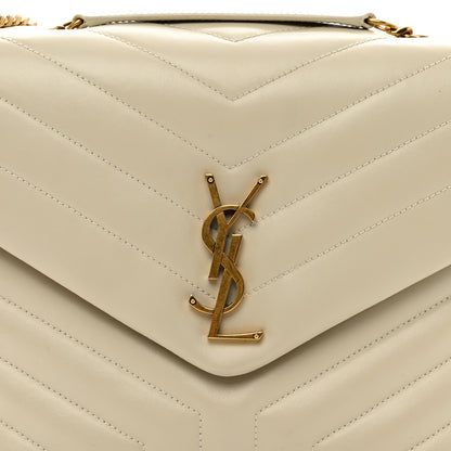 Saint Laurent Calfskin Y Quilted Monogram Medium Loulou Chain Satchel Crema Soft 5 of 12