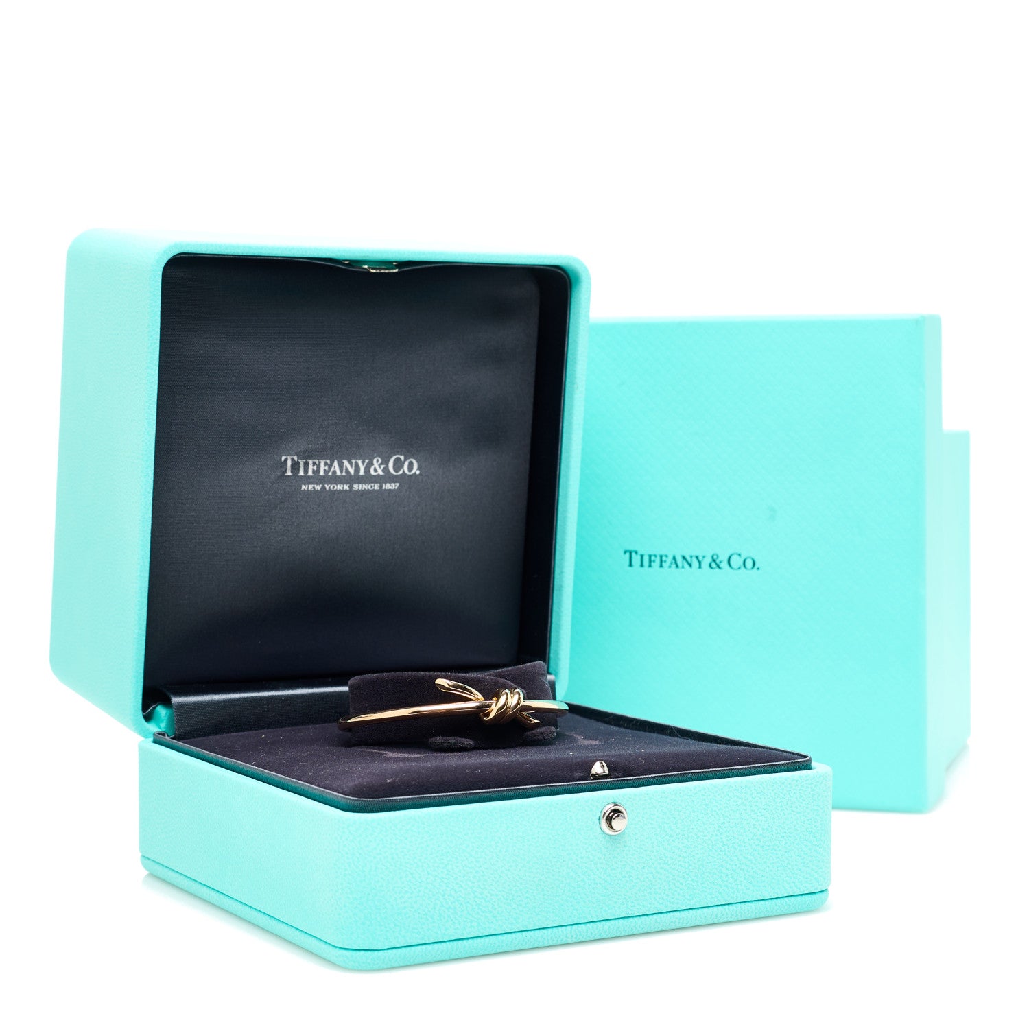 Tiffany 18K Rose Gold Knot Hinged Bangle Bracelet 4 of 4