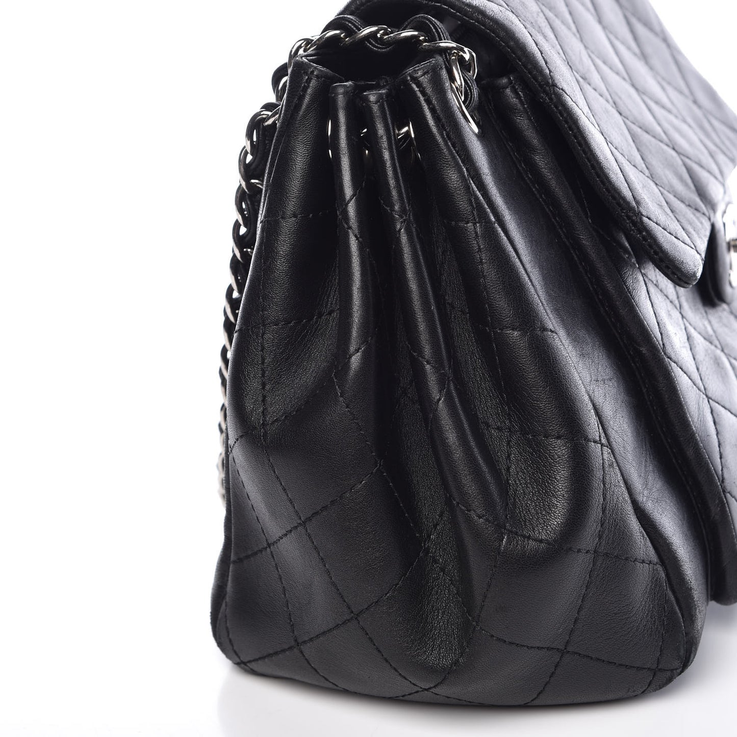 Lambskin Quilted CC Accordion Shopping Bag Black