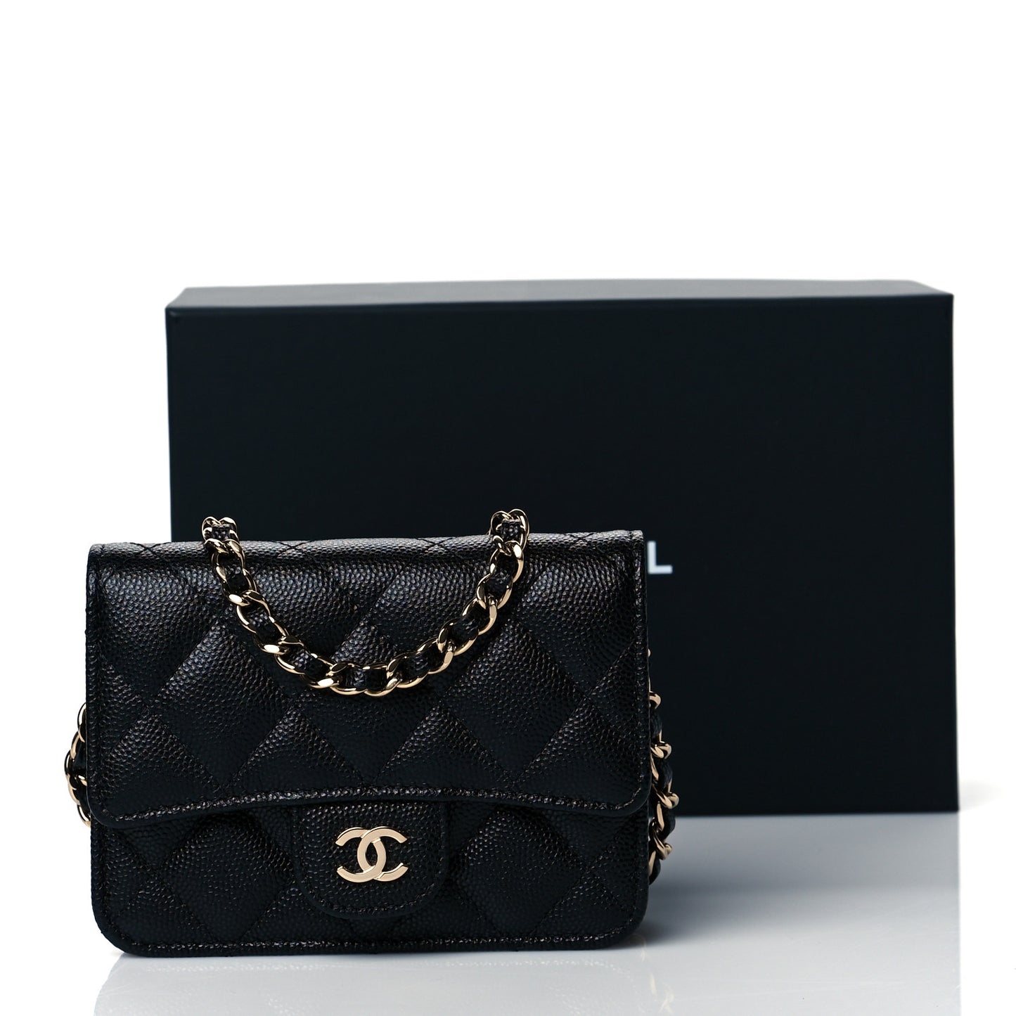 Caviar Quilted Mini Chain Bag Black