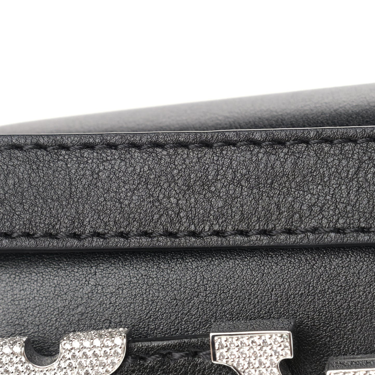 Smooth Calfskin Crystal Flowers Capucines BB Black