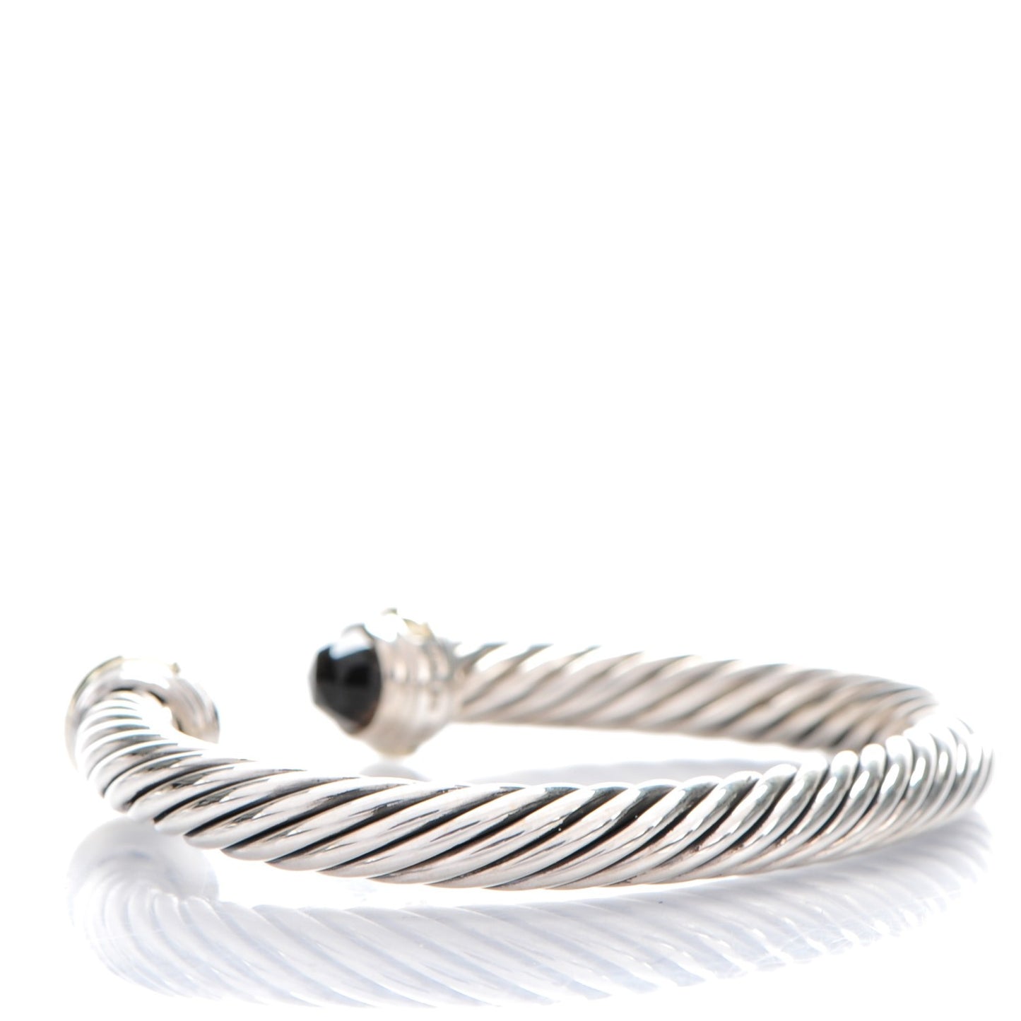 Sterling Silver 14K Yellow Gold Smoky Quartz 7mm Cable Classics Bracelet