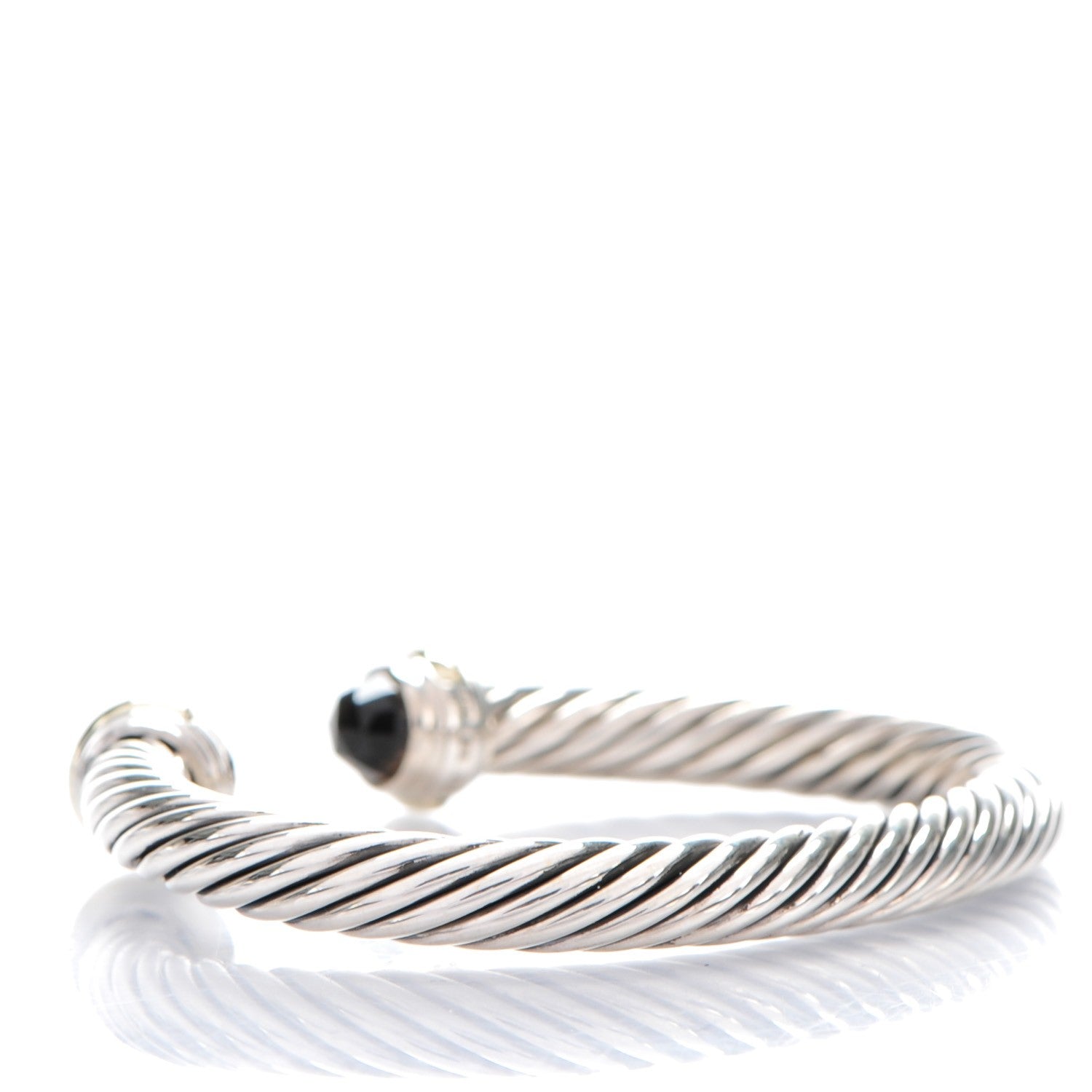 David Yurman Sterling Silver 14K Yellow Gold Smoky Quartz 7mm Cable Classics Bracelet 3 of 4