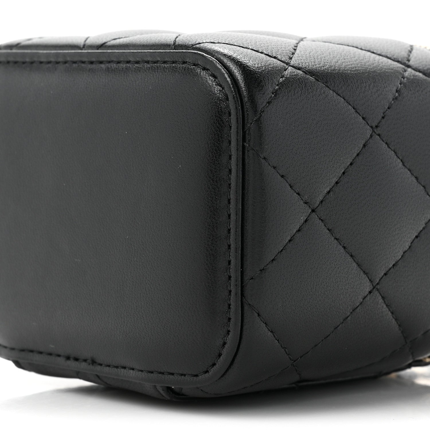 Chanel Lambskin Quilted Top Handle Mini Vanity Case With Chain Black 9 of 12