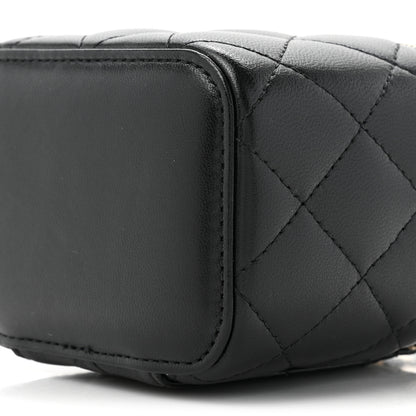 Chanel Lambskin Quilted Top Handle Mini Vanity Case With Chain Black 9 of 12