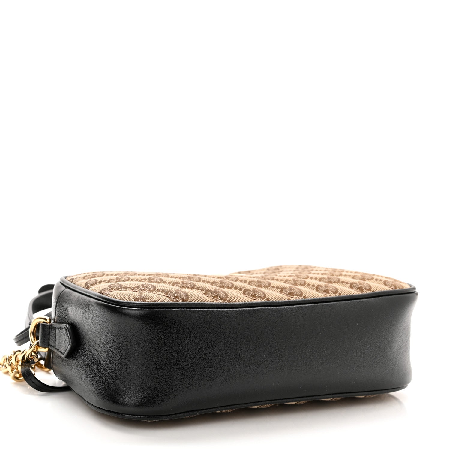Gucci Monogram Matelasse Diagonal Small GG Marmont Chain Shoulder Bag Beige Black 4 of 12