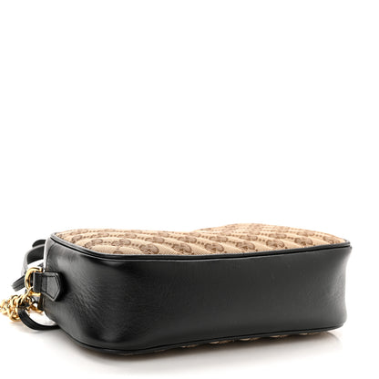Gucci Monogram Matelasse Diagonal Small GG Marmont Chain Shoulder Bag Beige Black 4 of 12