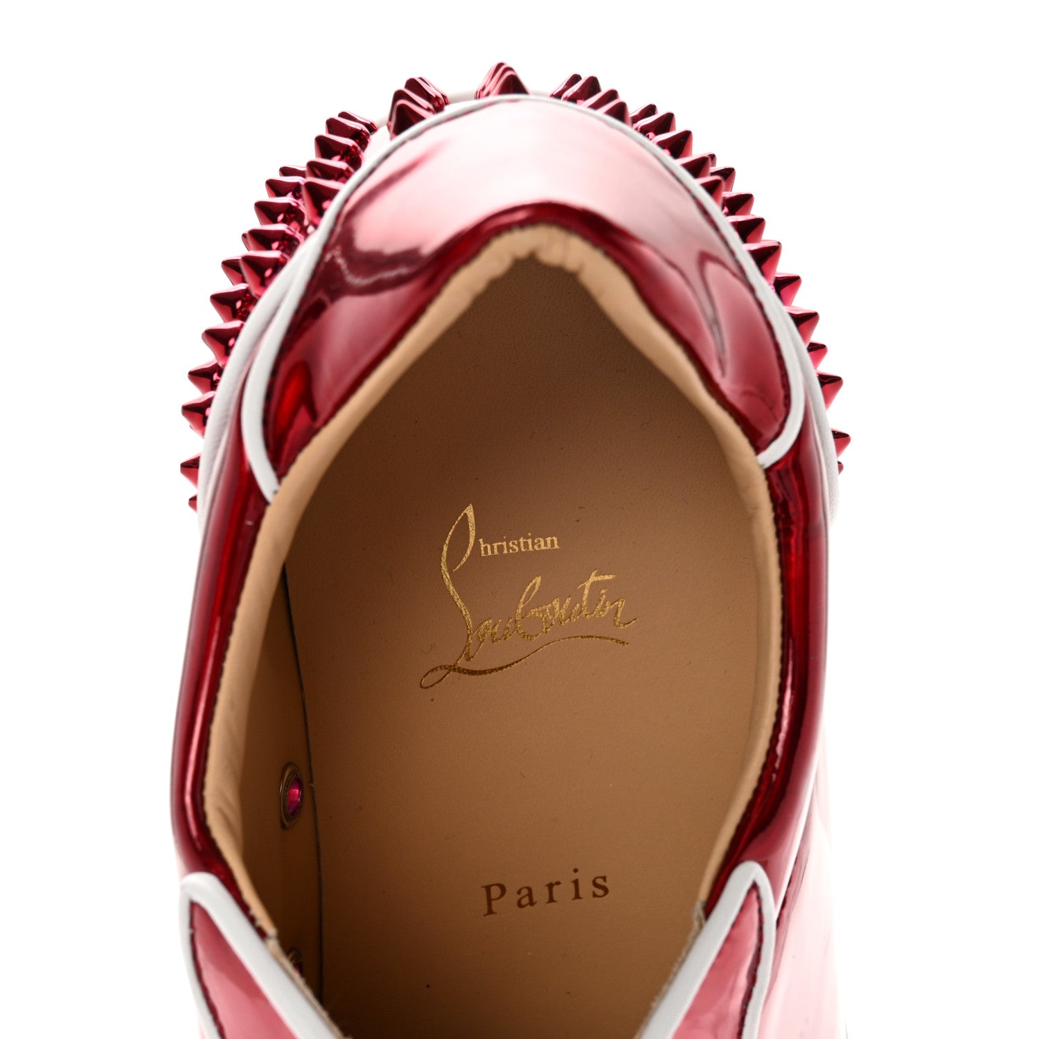Christian Louboutin Metallic Patent Mens Seavaste 2 Orlato Flat Sneakers 42 Red 7 of 15