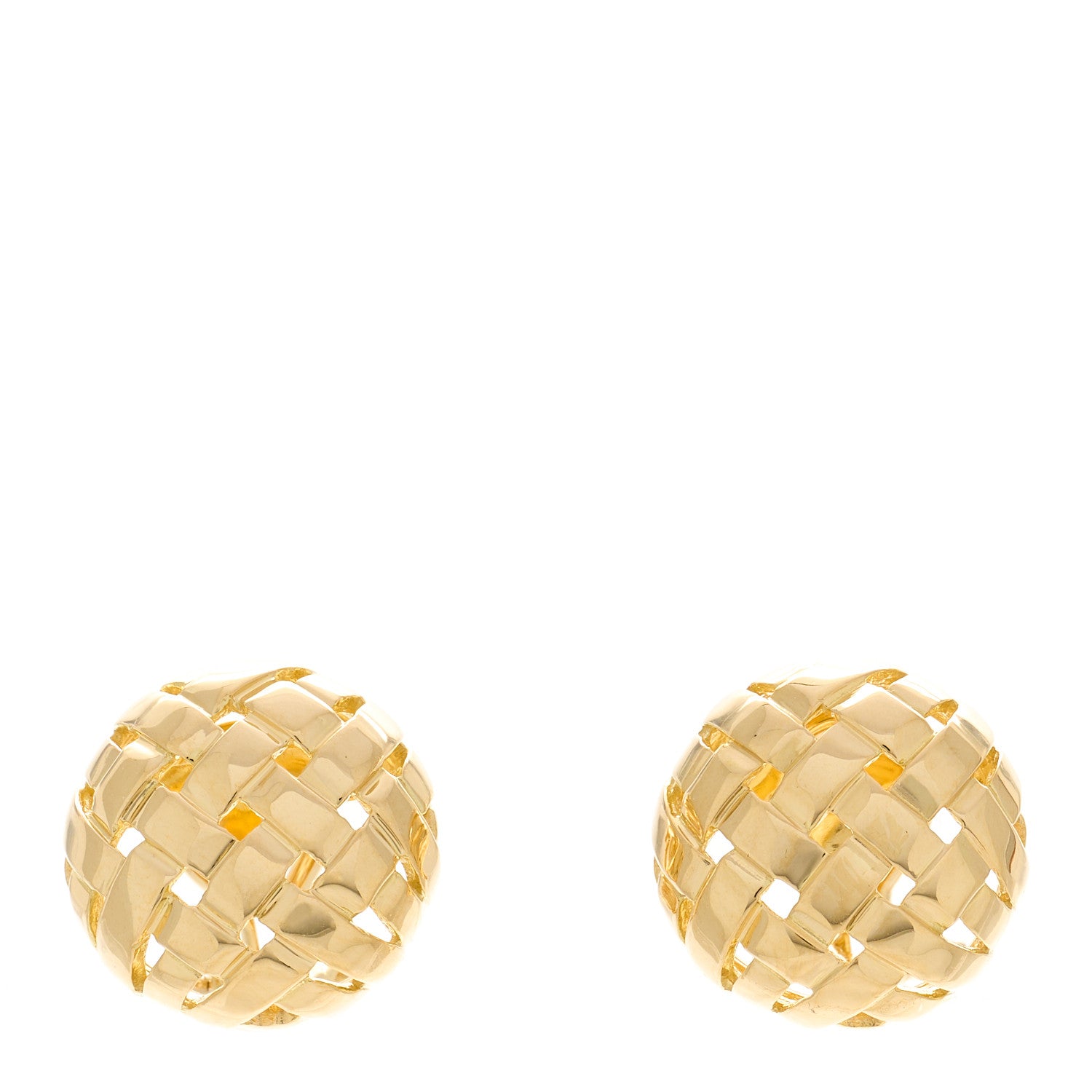 Tiffany 18K Yellow Gold Basket Weave Clip On Earrings 1 of 4