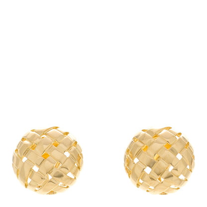 Tiffany 18K Yellow Gold Basket Weave Clip On Earrings 1 of 4