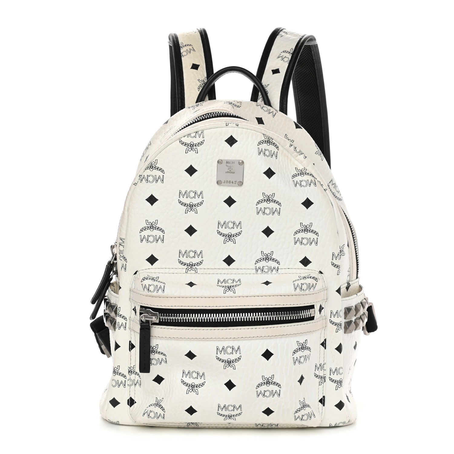 MCM Visetos Small Side Stud Stark Backpack White 1 of 12
