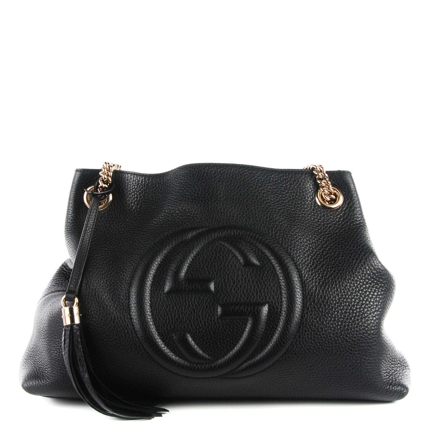 Gucci Pebbled Calfskin Medium Soho Chain Shoulder Bag Black 1 of 7