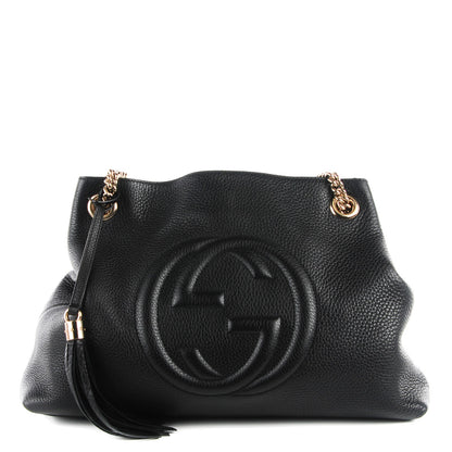 Gucci Pebbled Calfskin Medium Soho Chain Shoulder Bag Black 1 of 7