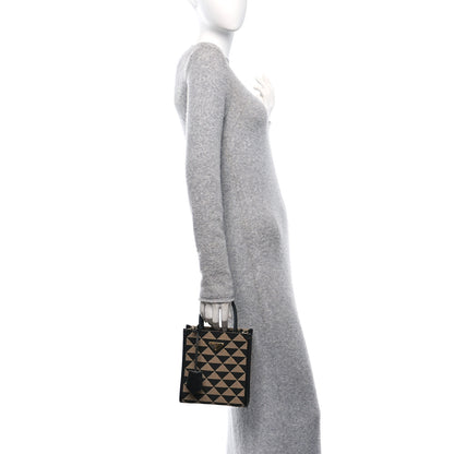 Prada Jacquard Saffiano Triangolo Symbole Embroidered Micro Tote Black Corda 2 of 9