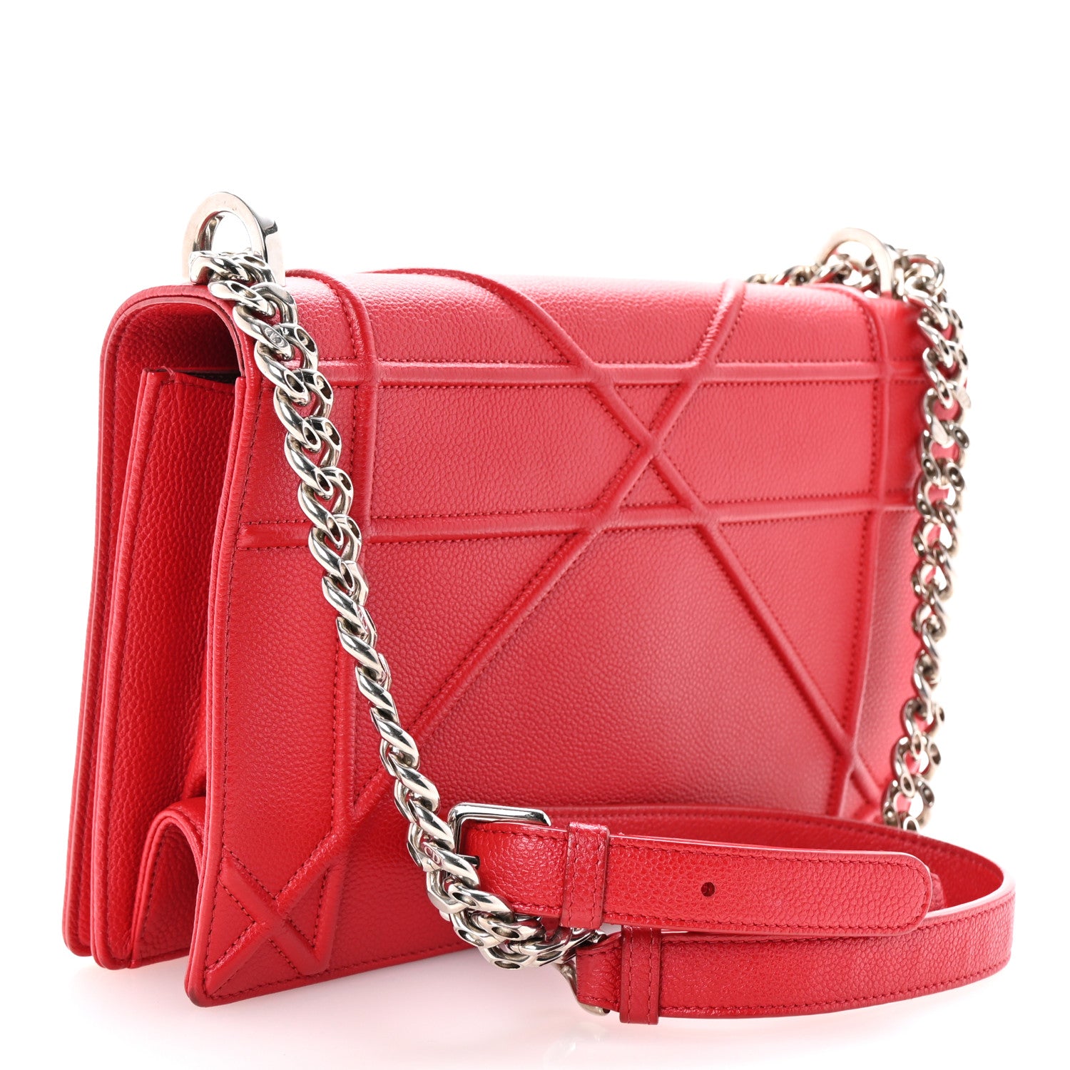 Christian Dior Grained Calfskin Medium Diorama Flap Bag Red 3 of 10