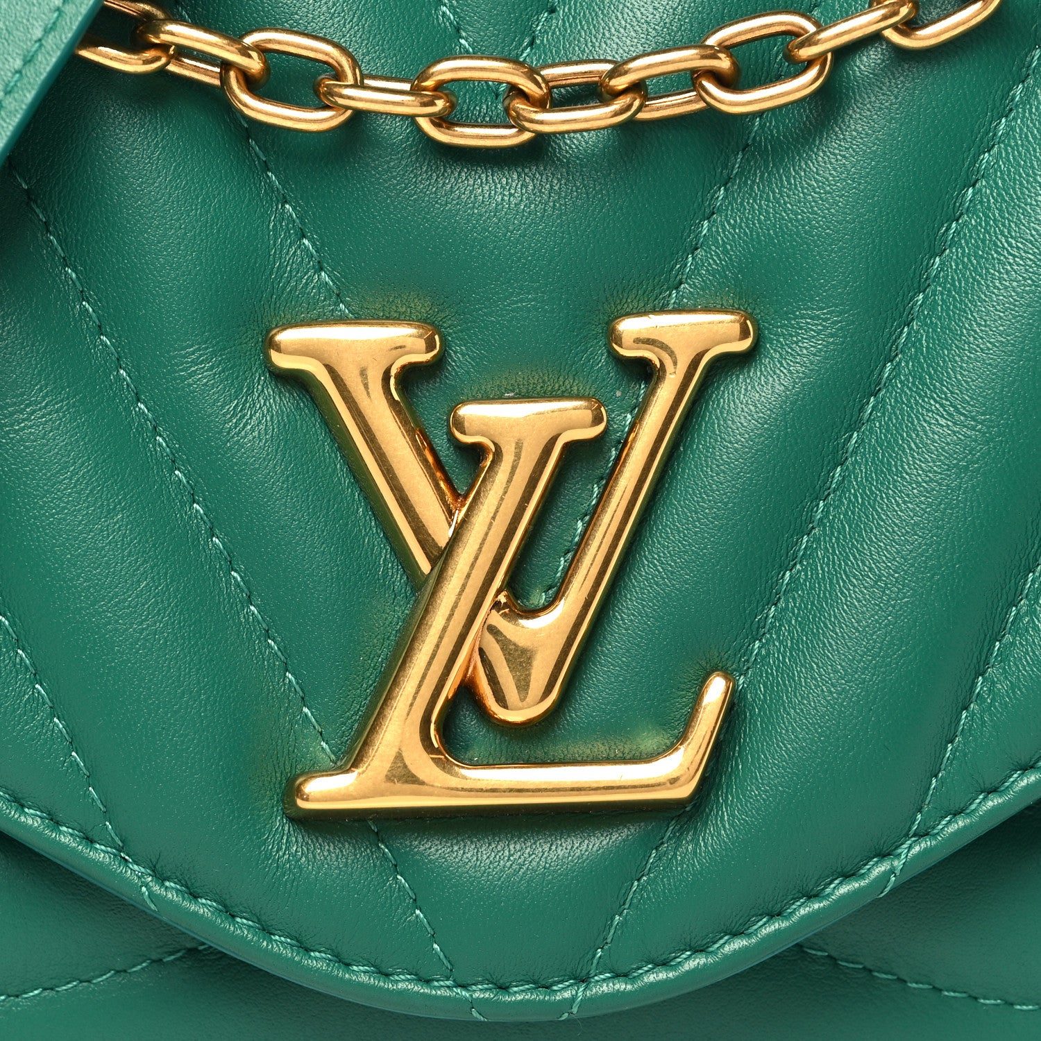 Louis Vuitton Calfskin New Wave Chain Bag MM NM Emerald 7 of 10