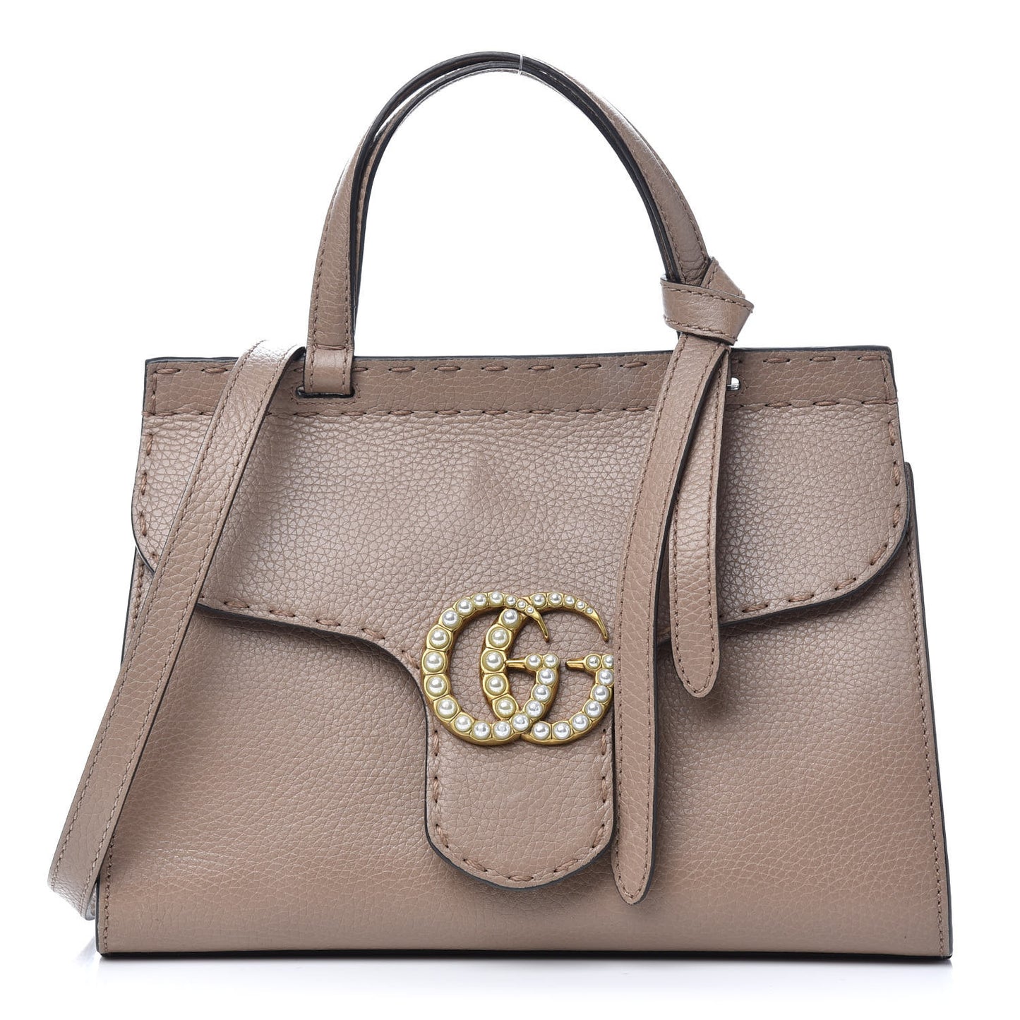 Calfskin Mini Pearly GG Marmont Top Handle Bag Porcelain Rose