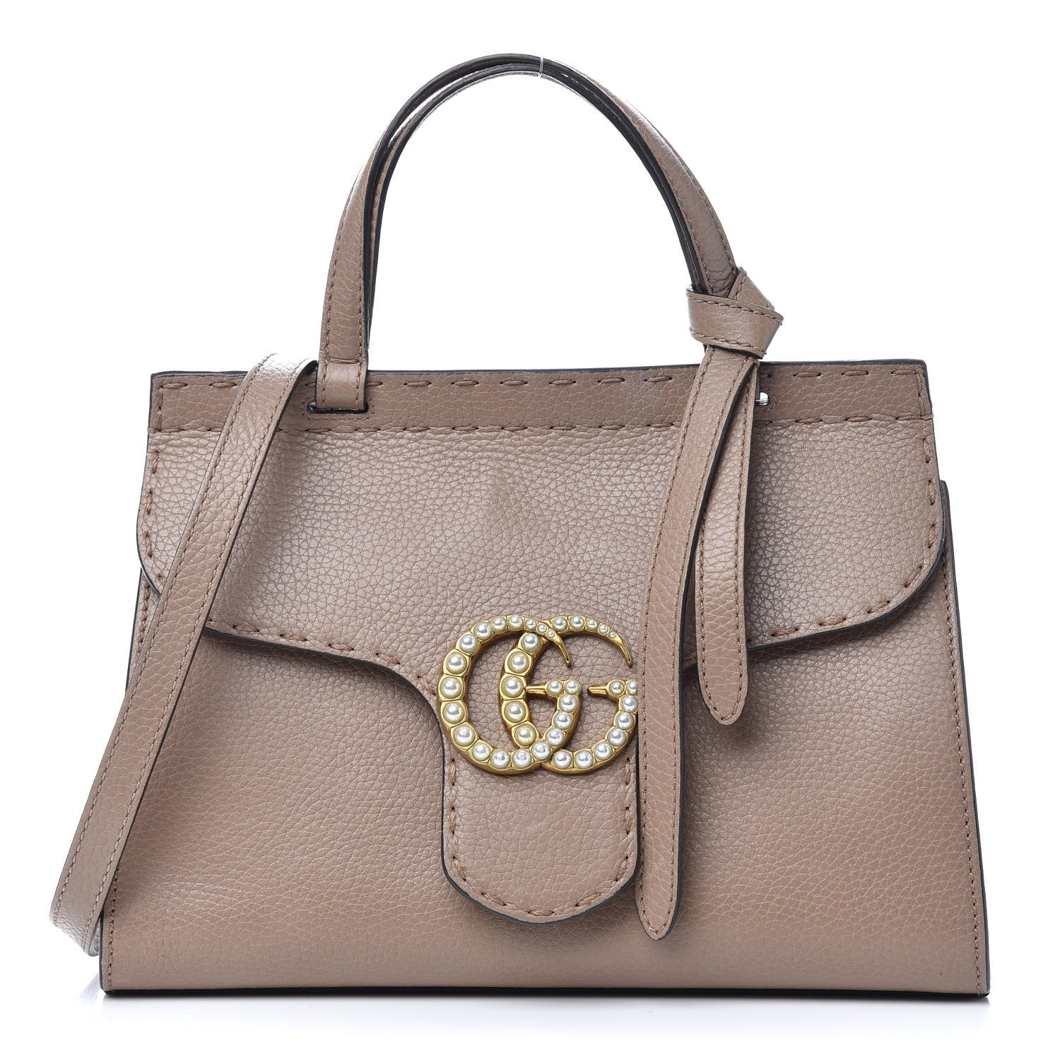 Gucci Calfskin Mini Pearly GG Marmont Top Handle Bag Porcelain Rose 1 of 10