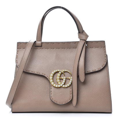 Gucci Calfskin Mini Pearly GG Marmont Top Handle Bag Porcelain Rose 1 of 10