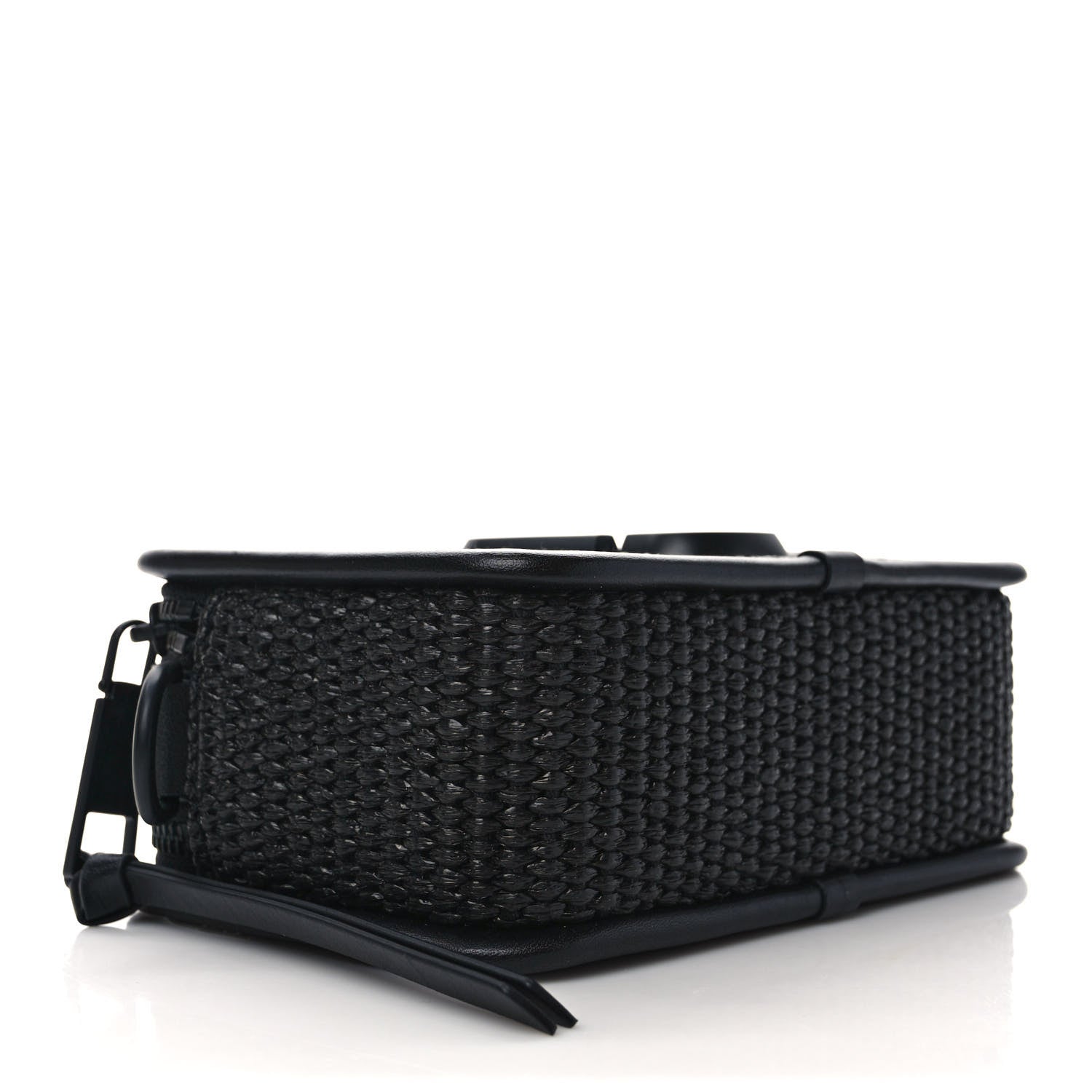 Marc Jacobs Calfskin Straw Small The Woven Snapshot DTM Camera Bag Black 4 of 9