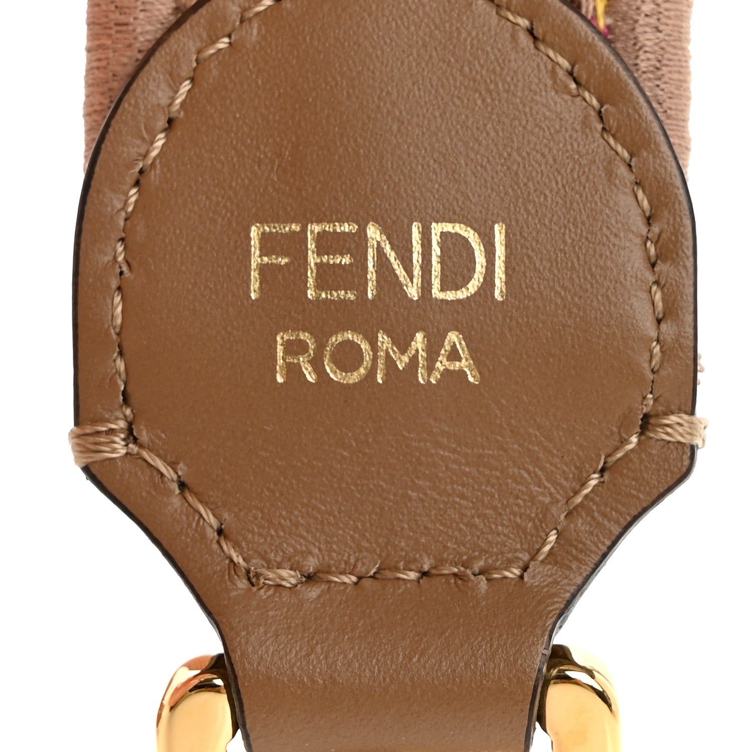 Fendi Canvas Vitello King Logo Embroidered Shaped Strap You Bouganville Mimosa Miele Sand 3 of 5